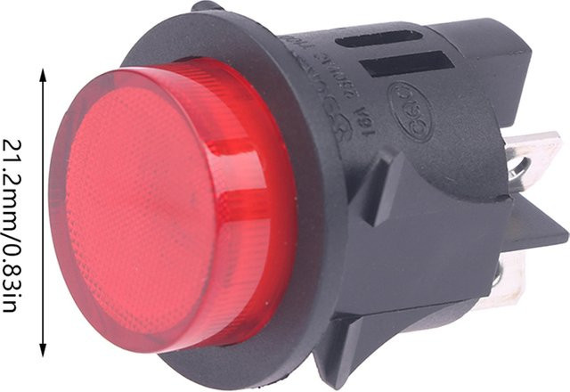 Roter Drucktastenschalter mit Licht, 4 Pins, elektrischer runder Wippschalter, 16 A, 250 V, PS18-16-2 - Bild 1