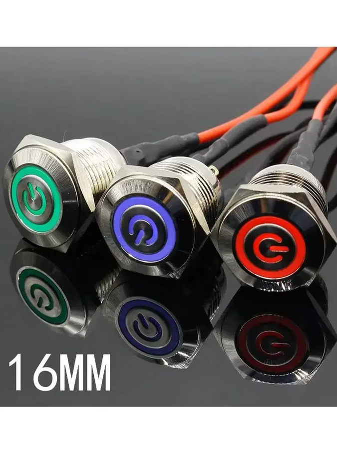 ELECAPITAL Metall Drucktaster mit LED-Beleuchtung blau, wasserdicht, 16mm Momentary Push Button - Bild 2