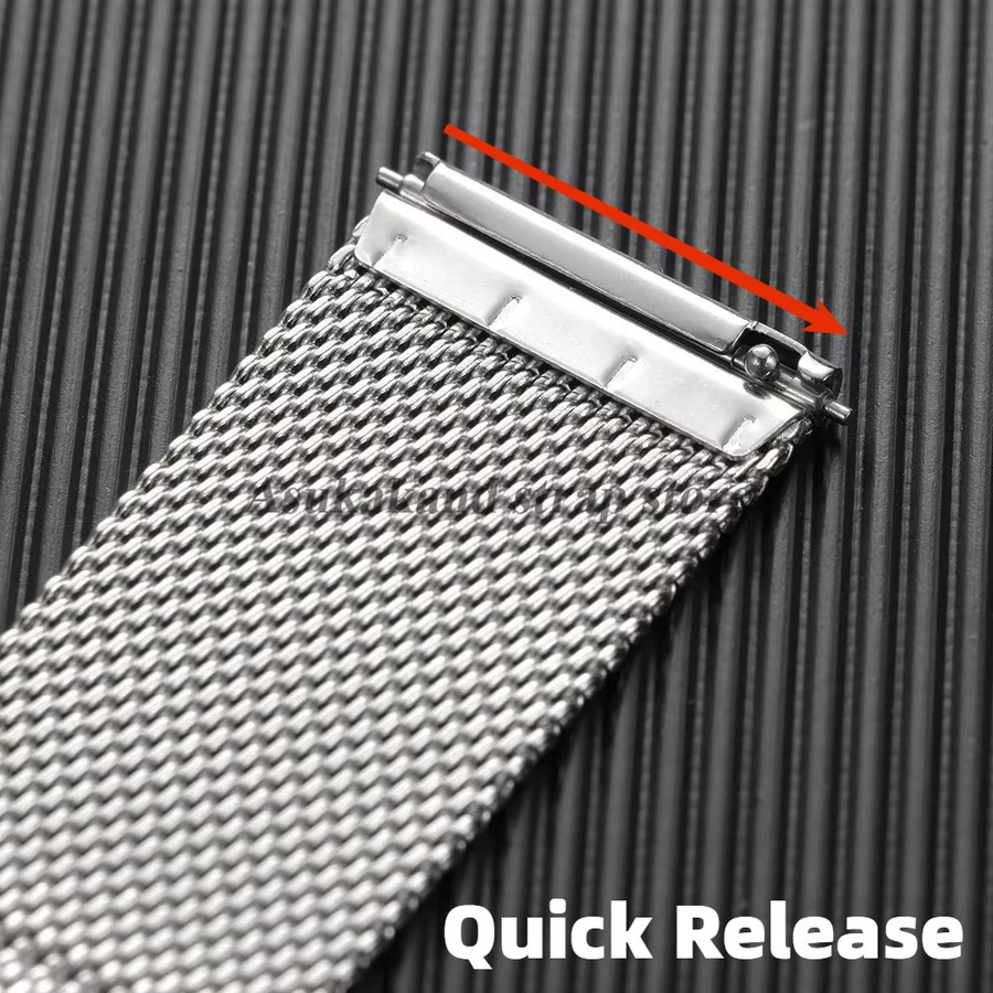 asukaband Uhrenarmband Edelstahl, Mesh Milanese, Silber, Unisex - Bild 3