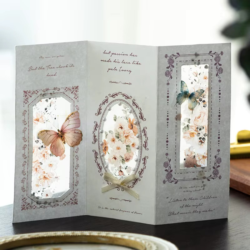14-teiliges Vintage-Papier-Set mit Randmotiv in Multicolour für DIY-Collagen und Scrapbooking-Material - Bild 3