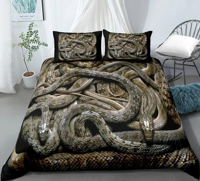 3D-Bettwäscheset Schlangenmuster von Your Warm Home in Schwarz, bestehend aus Bettbezug und Kissenbezügen, B/H: 135 x 200 cm, Kissenbezüge: 50 x 70 cm - Bild 1