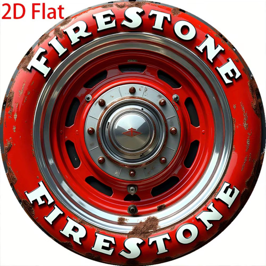 Firestone Tire Vintage Metall-Wandschild in Rot, quadratisches Aluminiumschild für Deko, B/H: 20,3 x 20,3 cm - Bild 5