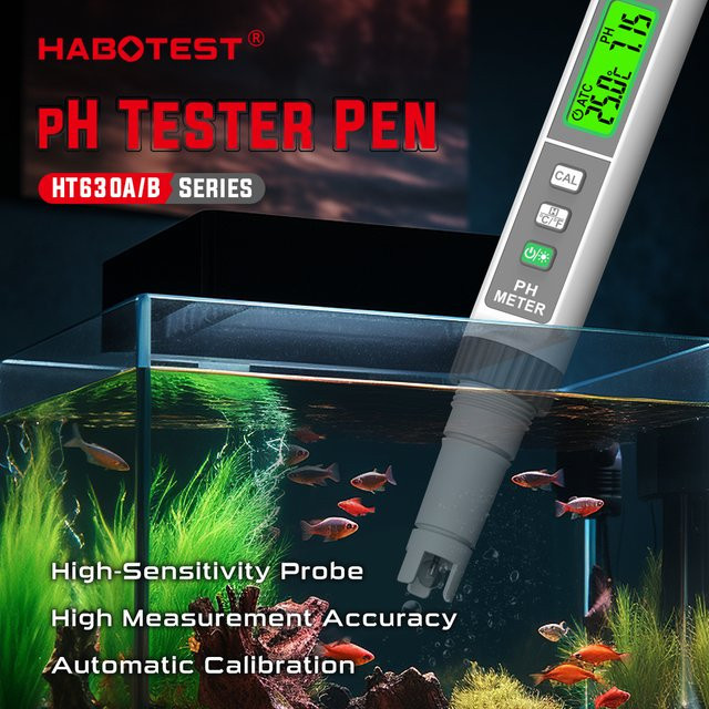 HABOTEST HT630A/B Digitaler pH-Meter-Stift mit Salinitäts- und Temperatur-Tester sowie Leitfähigkeitsfilter in Weiß - Bild 1