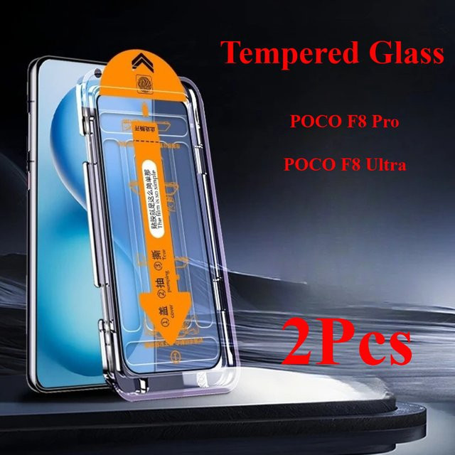 2er-Set Displayschutzfolie aus gehärtetem Glas für Xiaomi POCO F8 Ultra und POCO F8 Pro, transparente Vollabdeckung - Bild 1