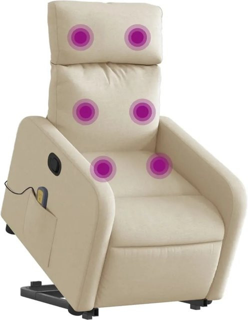 vidaXL Massagesessel mit Aufstehhilfe Modell 13 in Creme aus Stoff, B/T/H: 89,5 x 42,0 x 66,0 cm - Bild 1