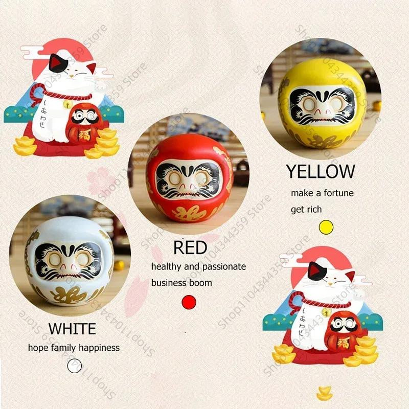 Japanische Daruma-Statue aus Keramik von Yiran Furniture als Glücksbringer und Zen-Ornament, Tischdekoration Höhe: 10,2 cm - Bild 2