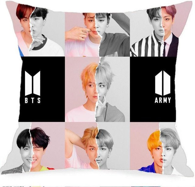 Bangtan Boys BTS Face Yourself Kissenbezug aus Pfirsichhaut in Pink und Gray, 45 x 45 cm - Bild 1