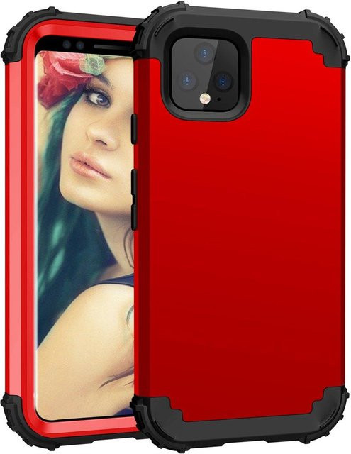 Google Pixel 4 und Pixel 4 XL Robuste Hybrid-Schutzhülle im Rüstungsdesign Farbe Rot - Bild 1