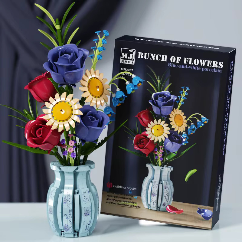 FUNXINEE Blumenstrauß-Bausteine, 787 Teile, mit Vase - Bild 3