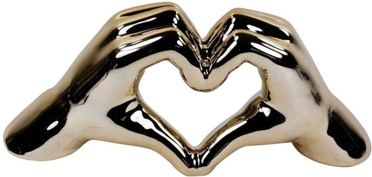 Glas-Art Deko-Figur Herz aus Keramik in Gold, B/H: 25 x 10 cm - Bild 1