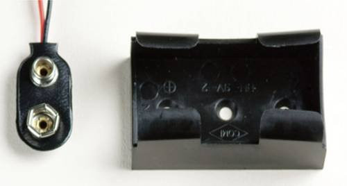Takachi BH9V2 Batteriehalter für 1x 9V Block mit Druckknopfanschluss und Kabel in Schwarz, B/T/H: 49,3 x 29,2 x 20 mm - Bild 1