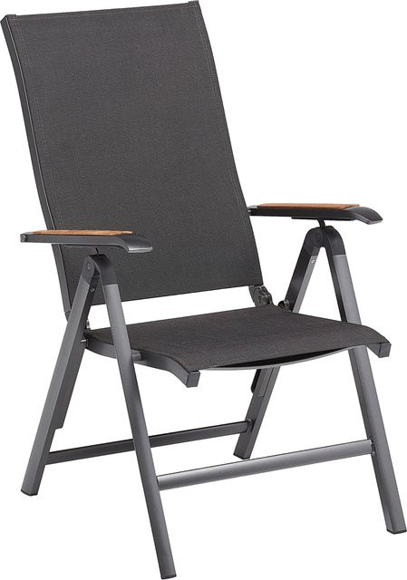 KETTLER DIAMOND Multipositionssessel aus Aluminium und Teak-Holz in Anthrazit und Grau mit Outdoorgewebe und Armlehnen - Bild 1
