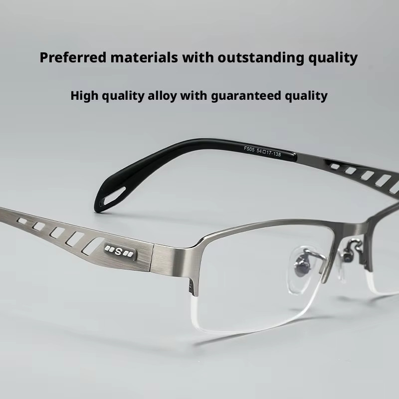 YCFoya F505 Korrektionsbrille, Halbrahmen, rechteckig, Metall, Unisex - Bild 2