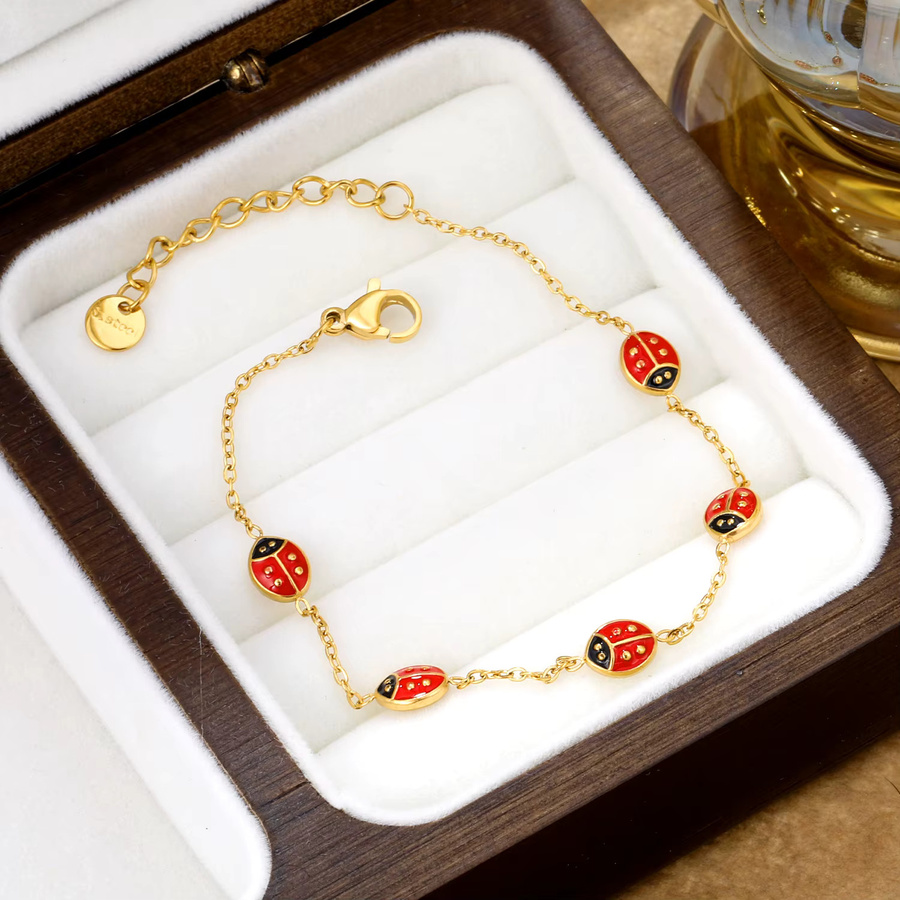LUXUKISSKIDS Armband, Edelstahl, Rote Käfer, Gold - Bild 2