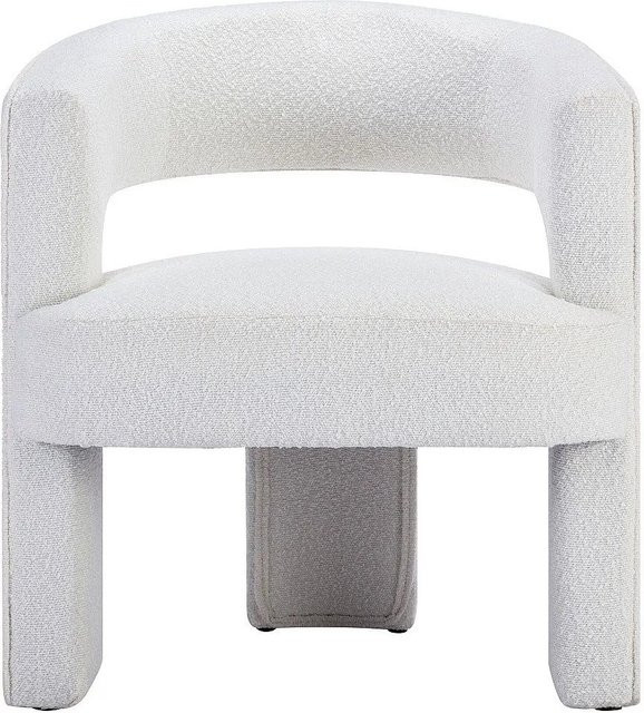 Vente-unique Sessel Fontanova mit gerader Rückenlehne in Weiß aus Bouclé-Stoff, Höhe: 66 cm, Breite: 66 cm, Tiefe: 66 cm - Bild 1