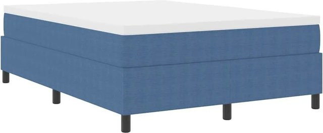 vidaXL Boxspringbett aus Cordstoff in Blau und Weiß mit Taschenfederkern, B/T/H: 160 x 200 x 280 cm - Bild 1