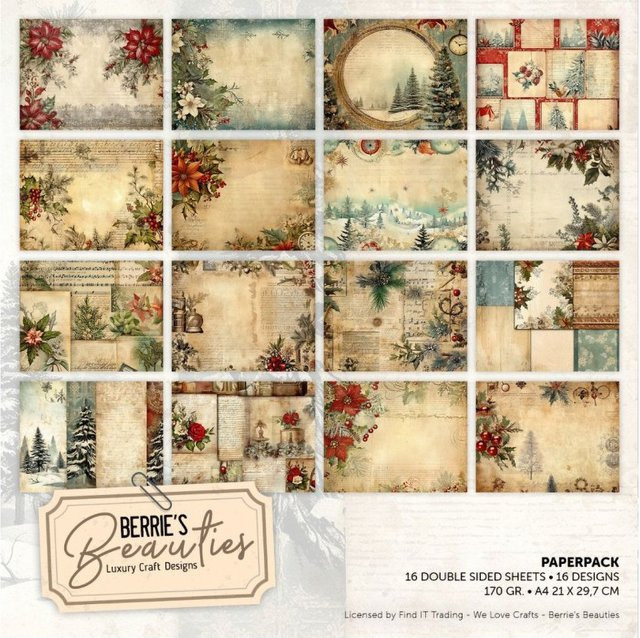 FINDit Papier-Set Vintage Christmas in Multicolor, A4, 170 g/m² - Bild 1