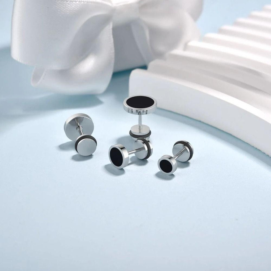 Yifengke Ohrstecker, rund, schwarz, 10 mm, Damen - Bild 8