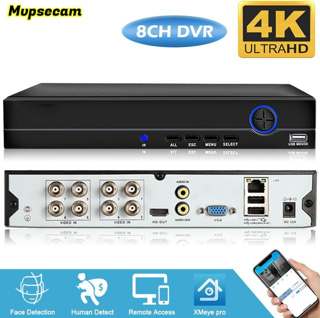 XMeye 6 in 1 Hybrid DVR 8 Kanal Video Recorder für analoge AHD Kameras in Schwarz - Bild 1