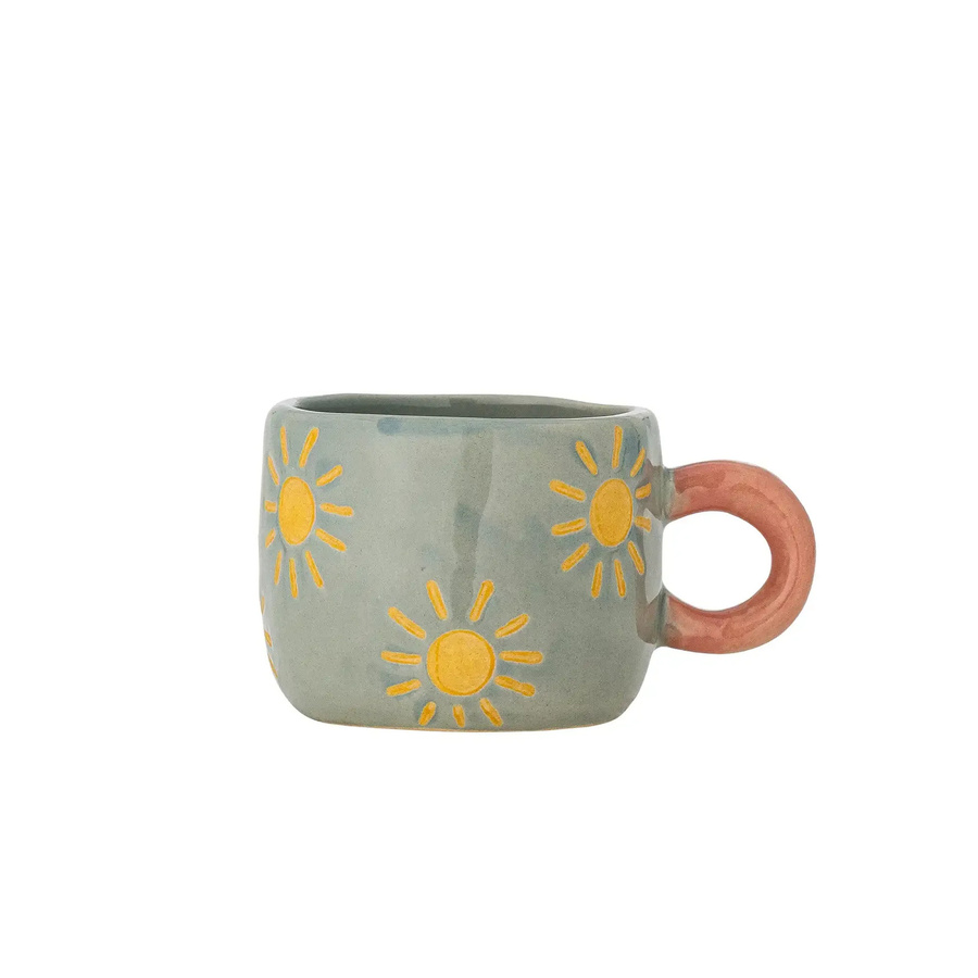 Bloomingville Sonne Nini Steingut Tasse mit floralem Design, 110 ml - Bild 1