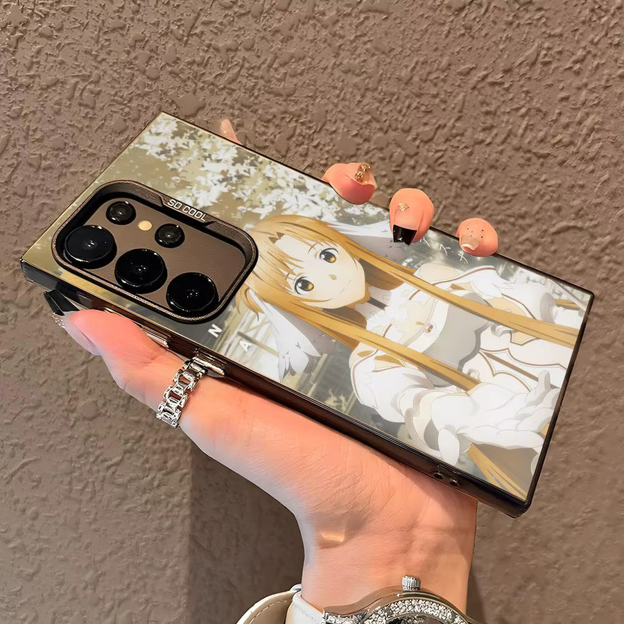 Anime Asuna Silikon Handyhülle für Samsung Galaxy S25 Edge S24 S23 S22 S21 S20 Ultra in Bunt und Silber - Bild 3