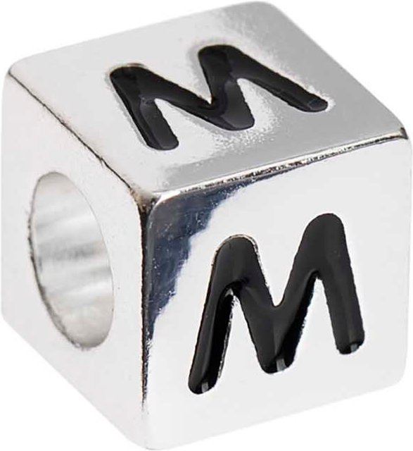 Rico Design itoshii Ponii Beads Buchstabenwürfel Silber Buchstabe M B/T/H: 1 x 1 x 1 cm - Bild 1