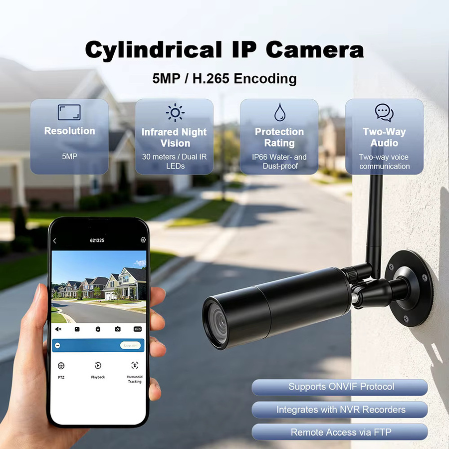 Awapow 5MP Mini-IP-Kamera POE Bullet-Kamera Schwarz Outdoor mit Starlight-Sicherheitsüberwachung und HD-Aufnahme in Schwarz - Bild 3