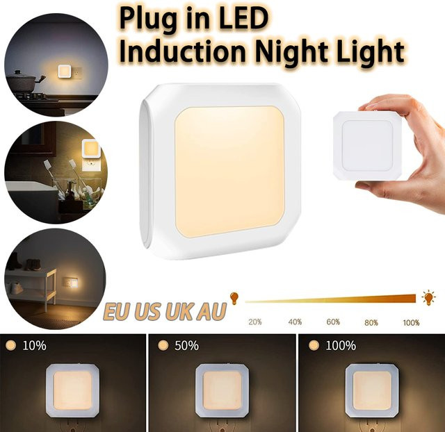 VENUSWING Mini-LED-Nachtlicht in Weiß, dimmbare quadratische Plug-in-Lampe für Küche, Wohnzimmer und Flur, warmweißes Licht - Bild 1