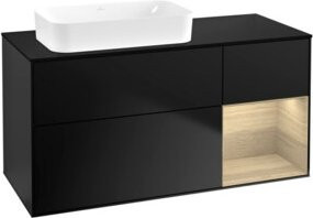 V&B Waschtischunterschrank Finion mit Wandbeleuchtung, Blau Lacquer, B/T: 120 x 60 cm - Bild 1