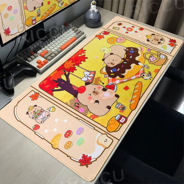 Riccu Mauspad mit Capybara-Motiv XXL Schreibtischunterlage Multicolour - Bild 1