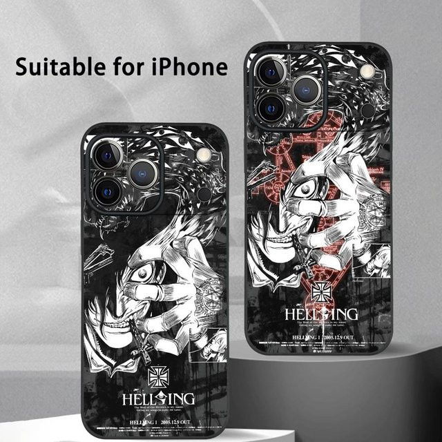 Hellsing Anime Handyhülle für iPhone 11 bis 17 Pro Max Plus Mini, Schwarz Frosted Soft Shell - Bild 1