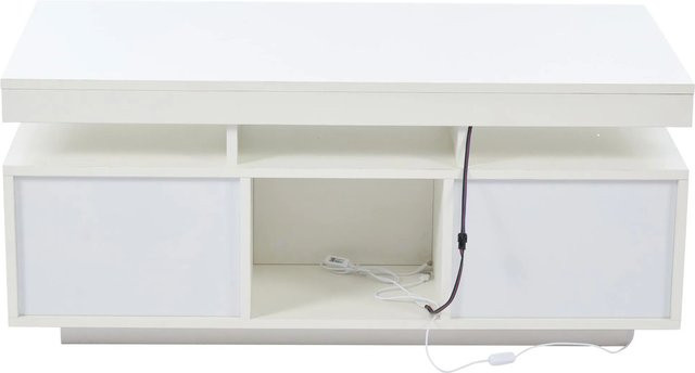okwish Couchtisch mit LED-Leuchten, Ladeanschluss und Steckdose in Weiß, B: 100 cm, T: 50 cm, H: 43 cm - Bild 1