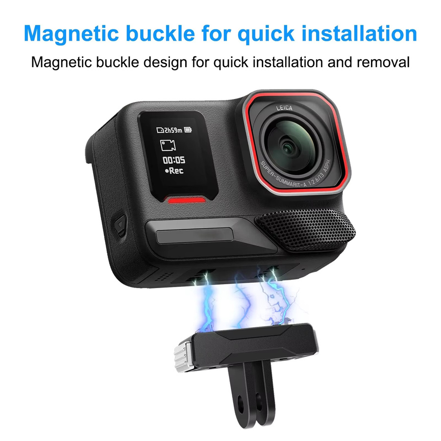 Magnetische Adapter Halterung für Insta360 X5, Ace Pro 2 und Ace Pro in Schwarz mit Quick Release System - Bild 2