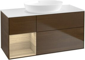V&B Waschtischunterschrank Finion in Weiß mit Eichenregal, Breite: 120 cm, Tiefe: 50,1 cm, Höhe: 50,1 cm - Bild 1