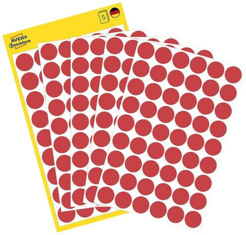 Avery Zweckform Markierungspunkte 3141 Etiketten Rot Ø 12mm Permanent haftend aus Papier - Bild 1