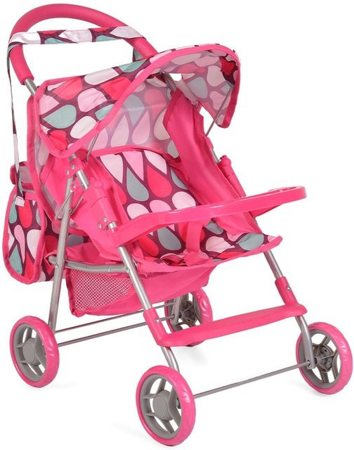 Moni Prinzessinnenwelt Puppenbuggy Puppenwagen rosa mit Sonnendach und Sicherheitsgurt - Bild 1