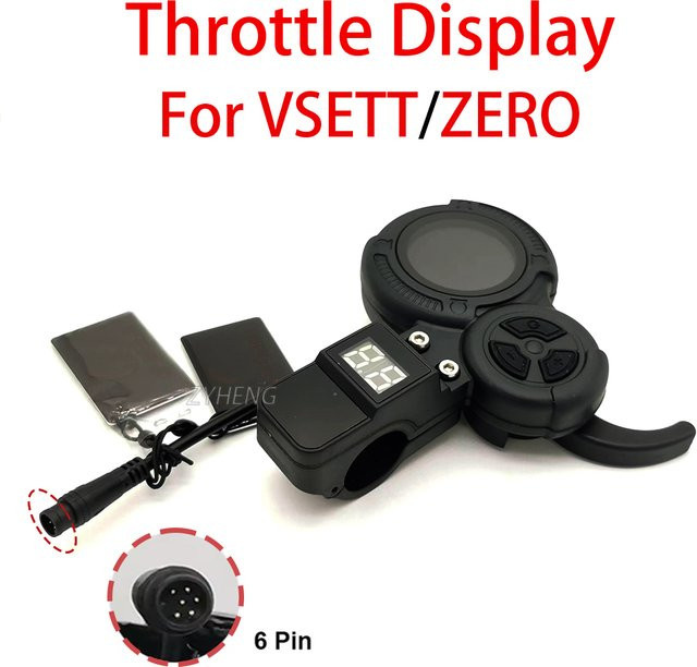 VSETT 6-poliges Display mit Gas- und NFC-Karte für Elektroroller Modelle VSETT 8 8+ 9 9+ 10+ 11+ ZERO 8 9 10 8X 10X Z8PRO in Schwarz - Bild 1