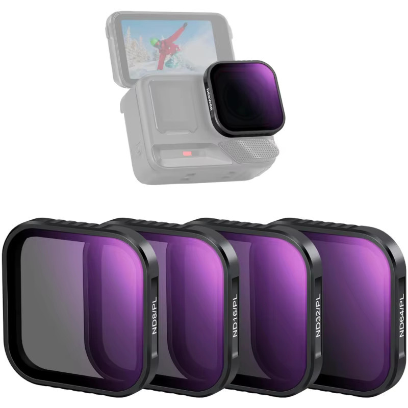 NEEWER 4er-Pack polarisiertes ND-Filterset für Insta360 Ace Pro und Ace Pro 2, ND8/PL, ND16/PL, ND32/PL, ND64/PL, Schwarz - Bild 4