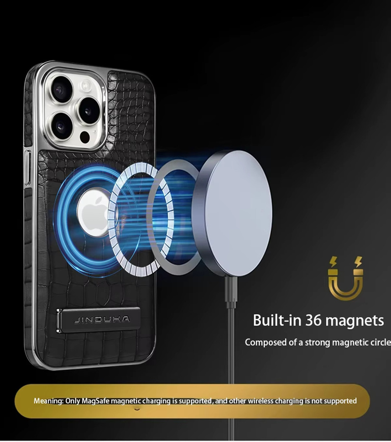 HQBBRO Magnetische Handyhülle mit Krokodilmuster und unsichtbarem Ständer für iPhone 15 16 Pro Max 14 Plus 13 12 in Blau mit MagSafe Wireless Charging Unterstützung - Bild 4