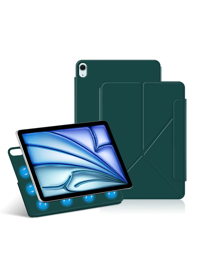 AJIUYU Magnetische Smart Book Cover Hülle für iPad Air 11 Zoll M4 M3 M2 sowie iPad Air 5. und 4. Generation 10,9 Zoll in Grün mit Y-Fold Design - Bild 5