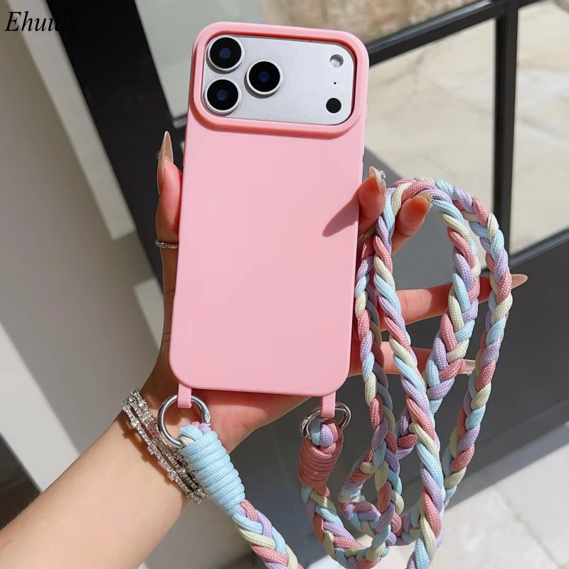 EHUIDE Shockproof Handyhülle mit Crossbody Lanyard und geflochtenem Trageriemen für iPhone 11 bis iPhone 17 Pro Max, Farbe: Schwarz - Bild 3