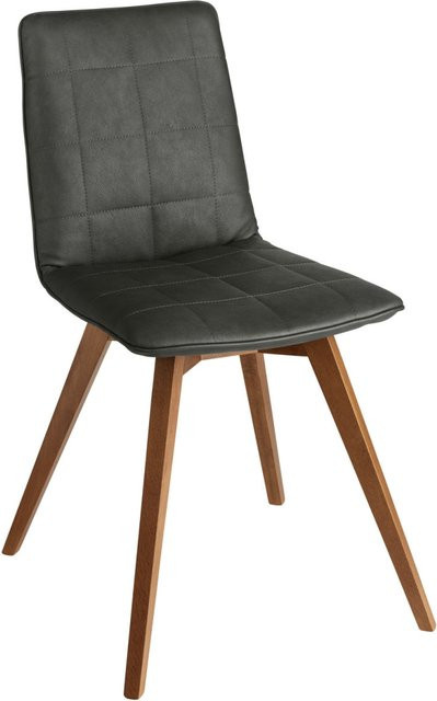 VEGA Schalenstuhl Milaria Set aus 2 Stück mit Kunstleder in Anthrazit und Holzgestell in Nussbaum, B/T/H: 60 x 51 x 88,5 cm - Bild 1