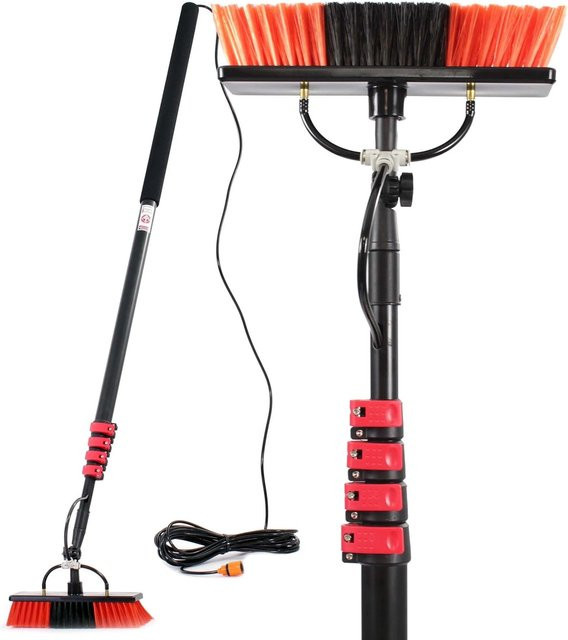 Xpotool Waschbürste mit 9 m Teleskopstiel und Wasserzufuhr Set in Rot-matt zur Reinigung von Fenstern und Solaranlagen - Bild 1