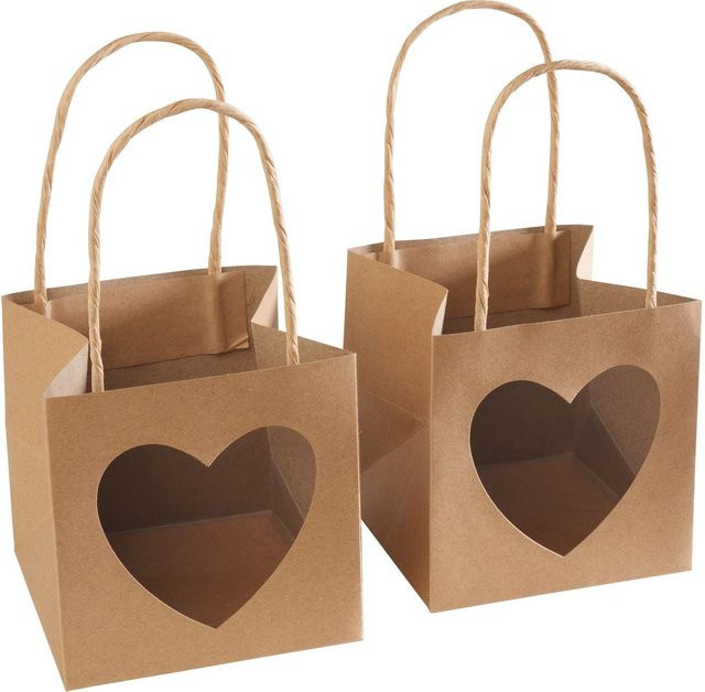 VBS Kraftpapiertüte Herz in Braun für Muttertag, Valentinstag oder Hochzeit, B/H: 12,0 x 12,0 cm - Bild 1