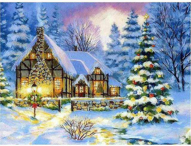 FIYO 5D-Diamantgemälde Weihnachtsbaum zum Selbermachen in Grau und Mehrfarbig, B/H: 30 x 20 cm - Bild 1