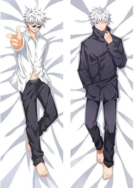 LorlaDREAM Dakimakura Gojo Satoru Jujutsu Kaisen Anime Kissenbezug mit doppelseitigem Druck, Weiß, B/H: 50 x 150 cm - Bild 1
