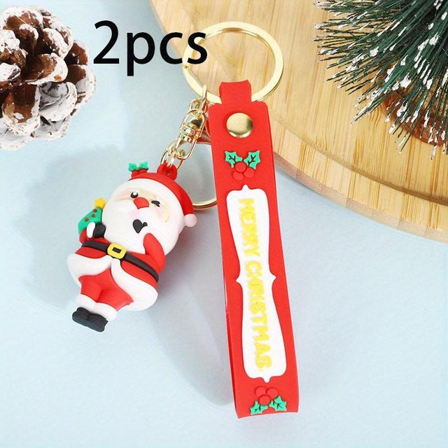 Schlüsselanhänger Weihnachtsmann und Schneemann, PVC, Unisex - Bild 1