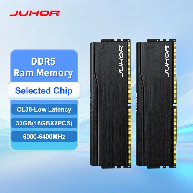 JUHOR DDR5 Desktop-Arbeitsspeicher Kit 32 GB (2 x 16 GB) 6000 MHz Schwarz - Bild 1
