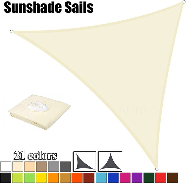 Aunct Sonnensegel Dreieck aus Polyester in Beige für Garten Terrasse und Pool, B/T/H: 5 x 5 x 2 m und 2 x 2 x 2 m - Bild 1