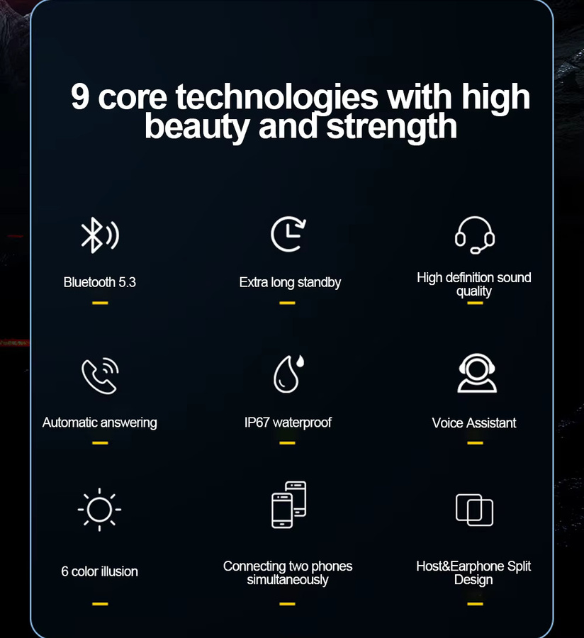 XINOWY Bluetooth 5.3 Helm Kopfhörer Y70 mit RGB-Beleuchtung, IPX6 wasserdicht, Farbe: Schwarz - Bild 2